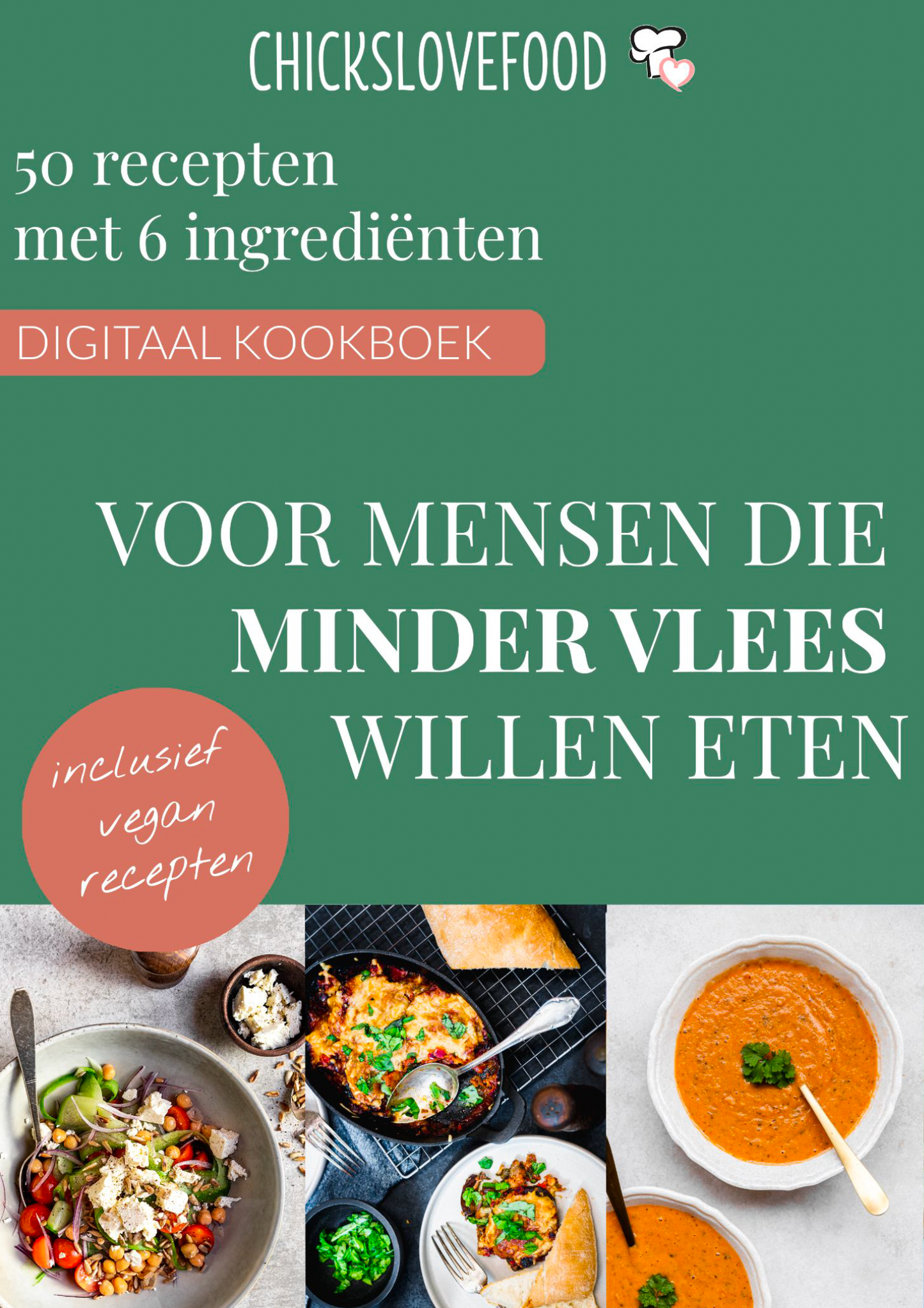 E-BOOK: 50 recepten met 6 ingrediënten voor mensen die minder vlees willen eten