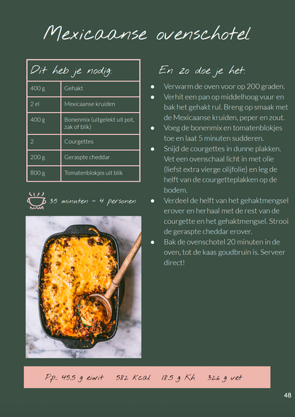 Digitaal kookboek: 50 recepten met 6 ingrediënten voor mensen die minder koolhydraten willen eten