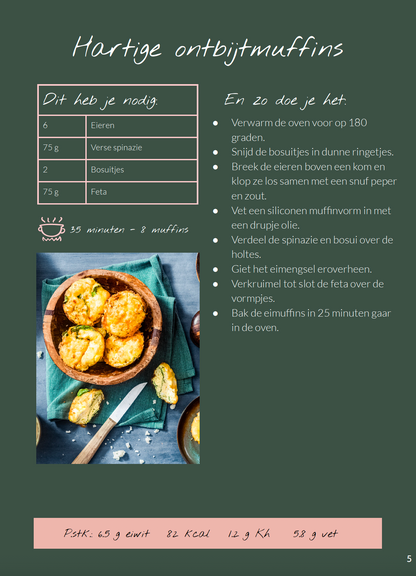 Digitaal kookboek: 50 recepten met 6 ingrediënten voor mensen die minder koolhydraten willen eten