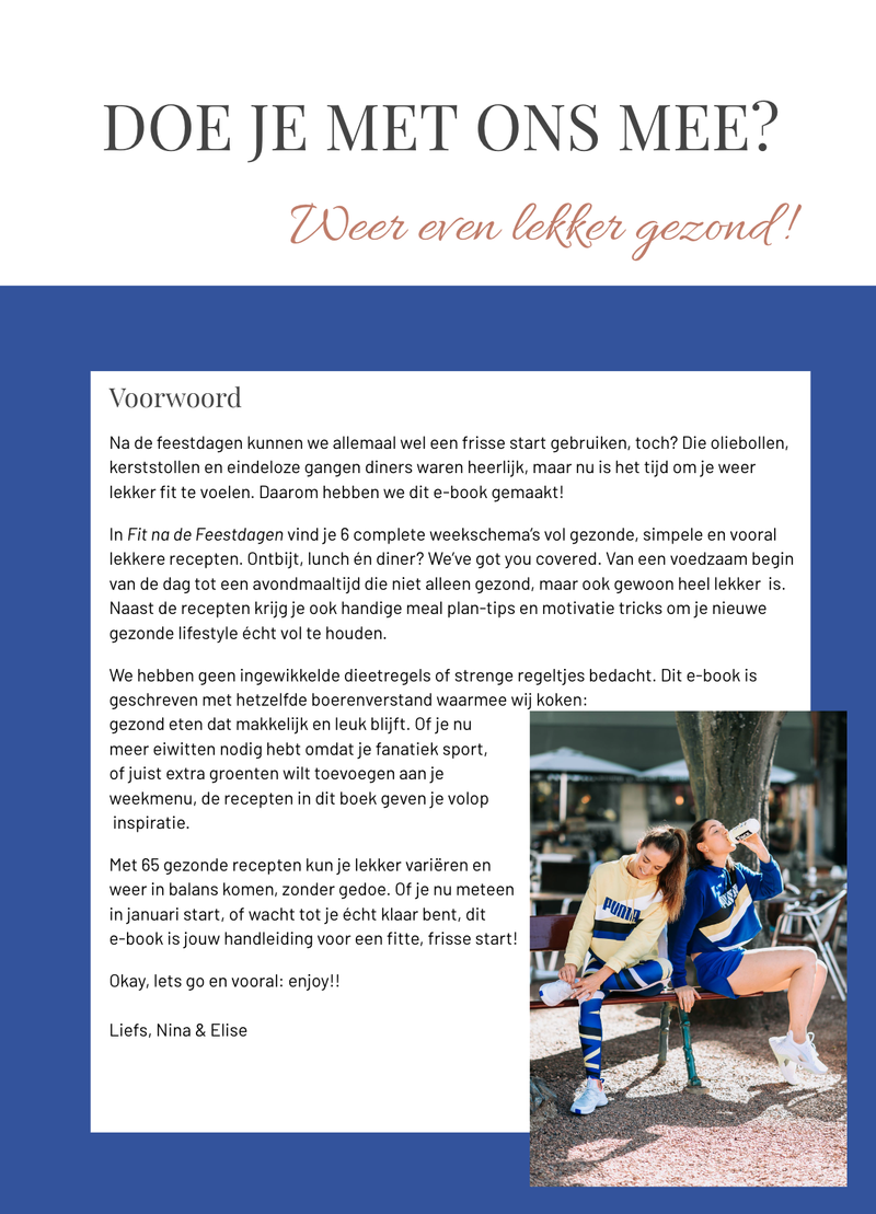 E-BOOK: Fit na de feestdagen - 6 weekmenu's + 65 gezonde recepten