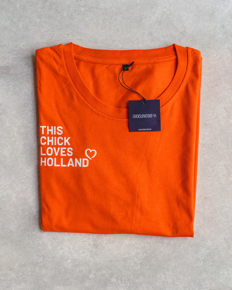 Oranje Chickslovefood-shirt